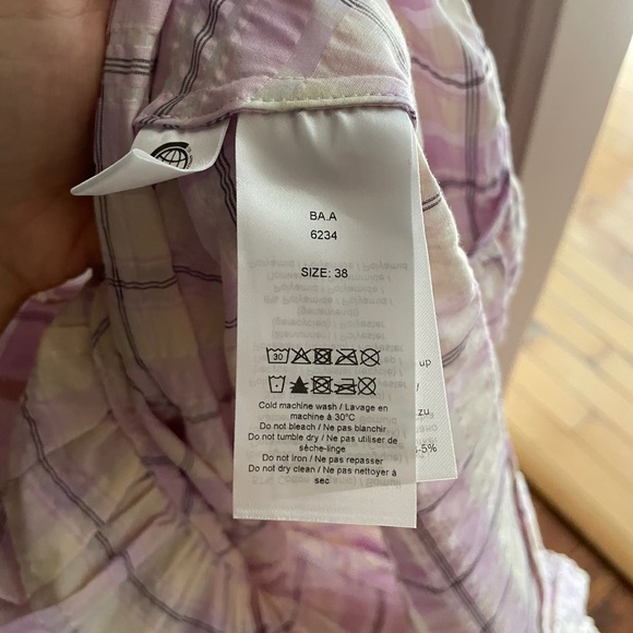 GANNI Seersucker Smocked Check Dress - Picture 8 of 10